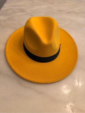 Women’s Source Unknown Yellow Fedora Hat with Black Band